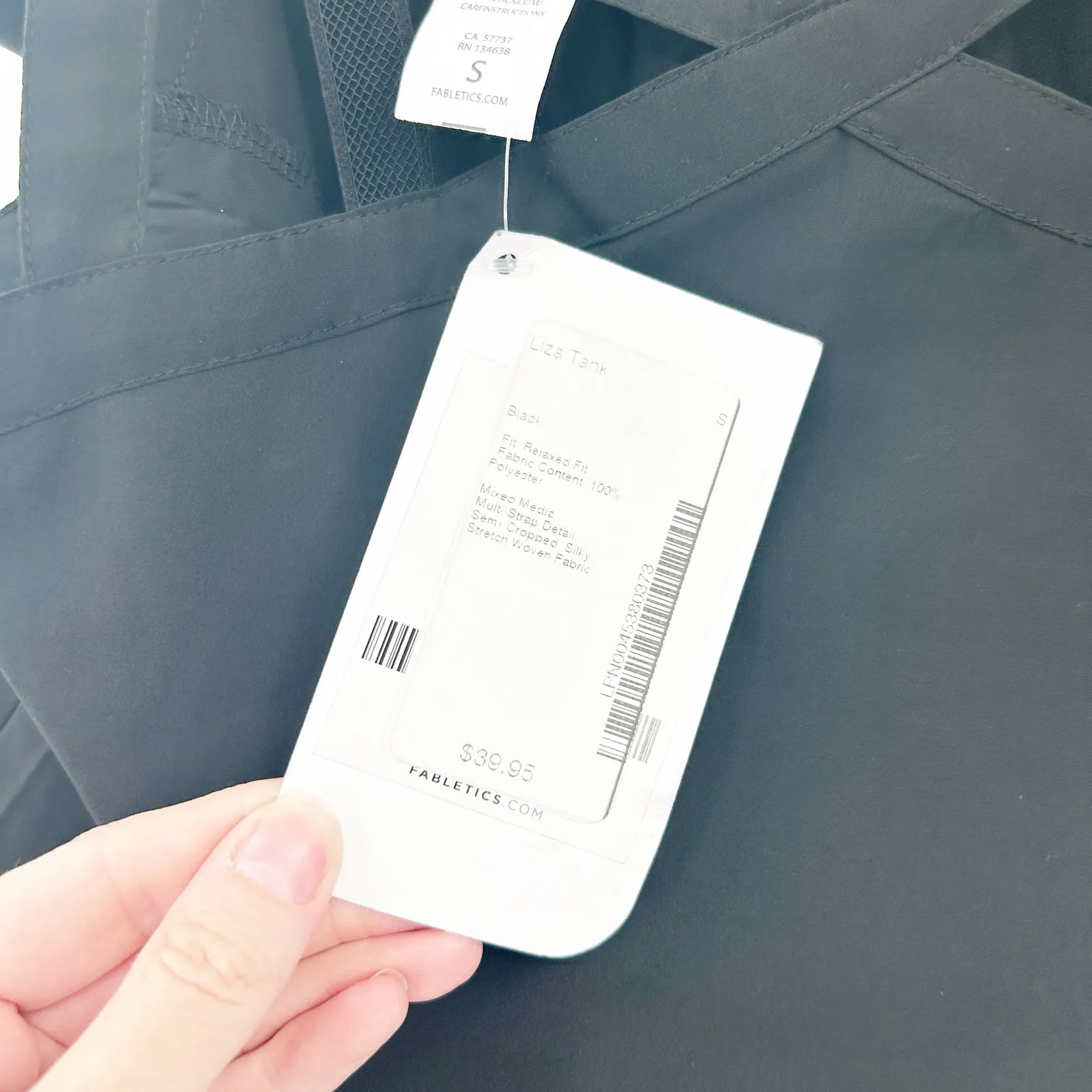 NWT Fabletics Womens Liza‎ Silky Strappy Athleisure Active Tank Top Size S Black - Image 6