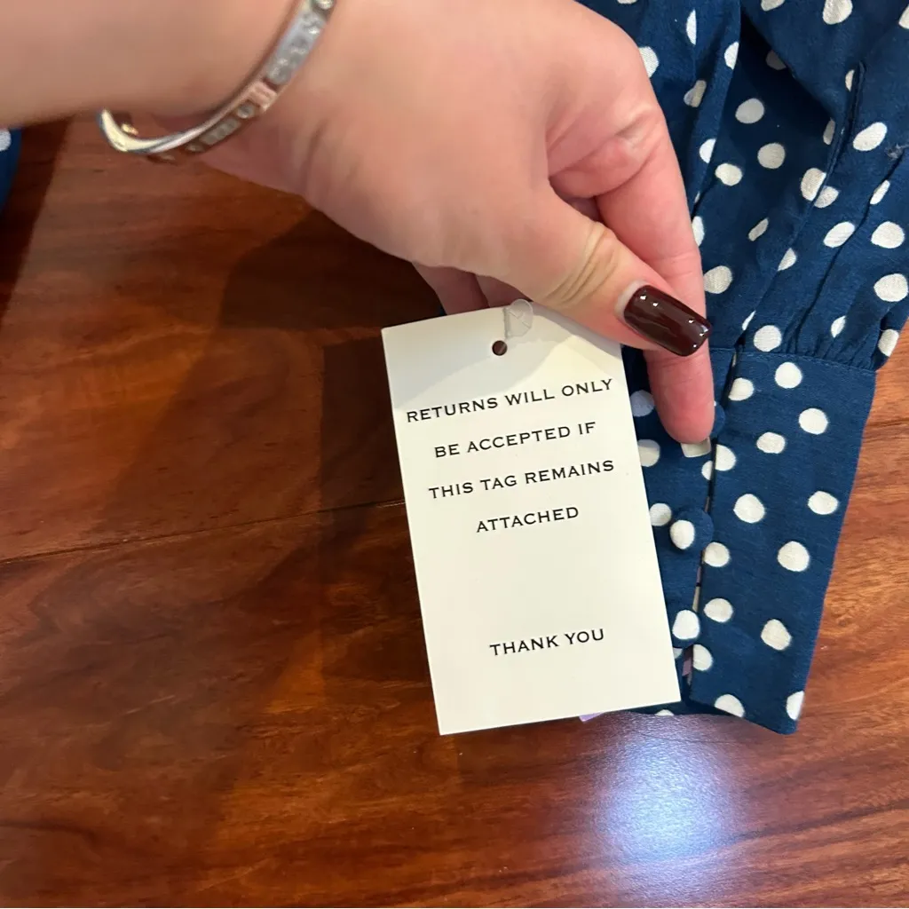 For Love & Lemons X REVOLVE Buttoned Blue Polka Dot Crop Top NWT - Image 6