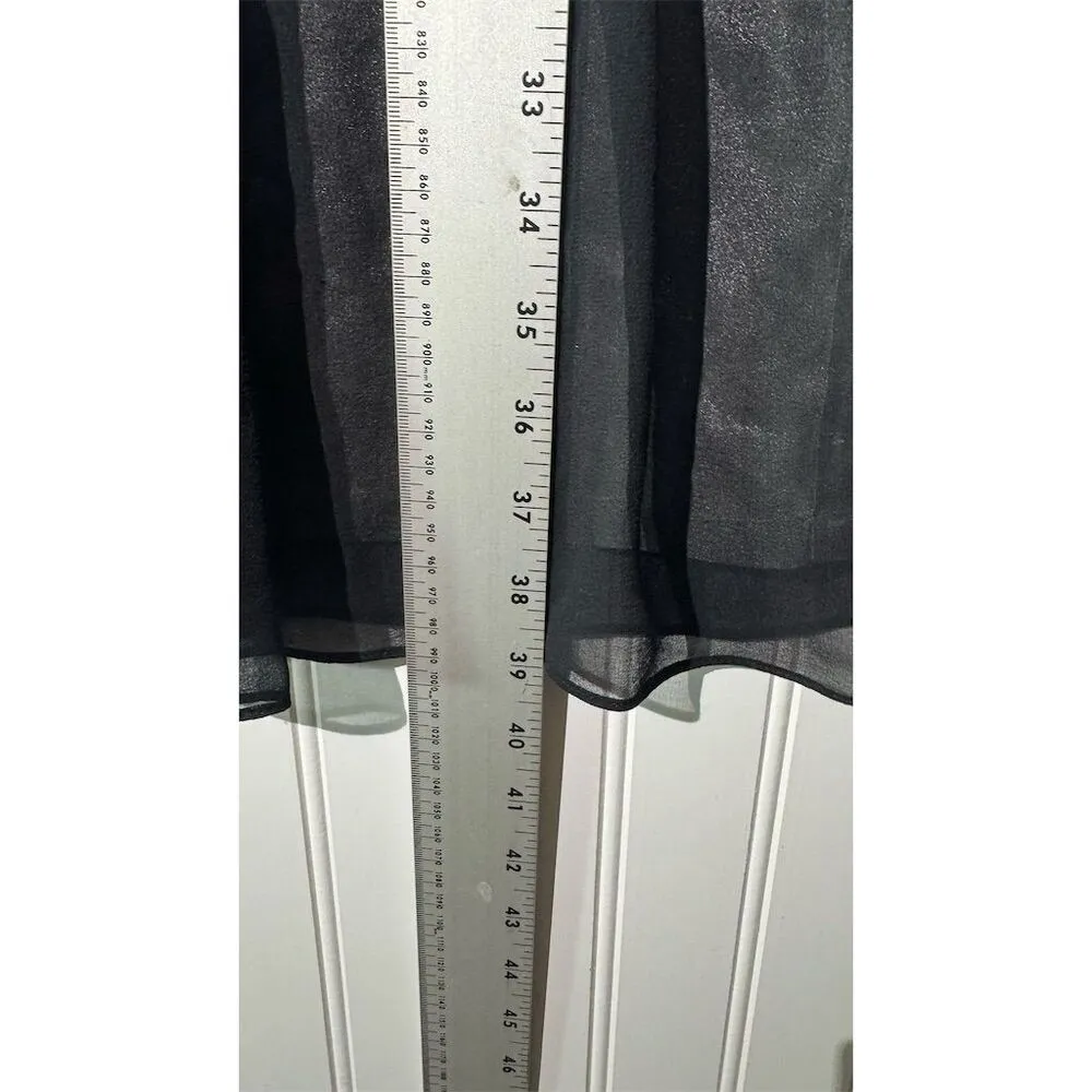 Maggy London 10 Black 100% Silk Cocktail Dress Silver Sash Pleated Holiday Event - Image 5