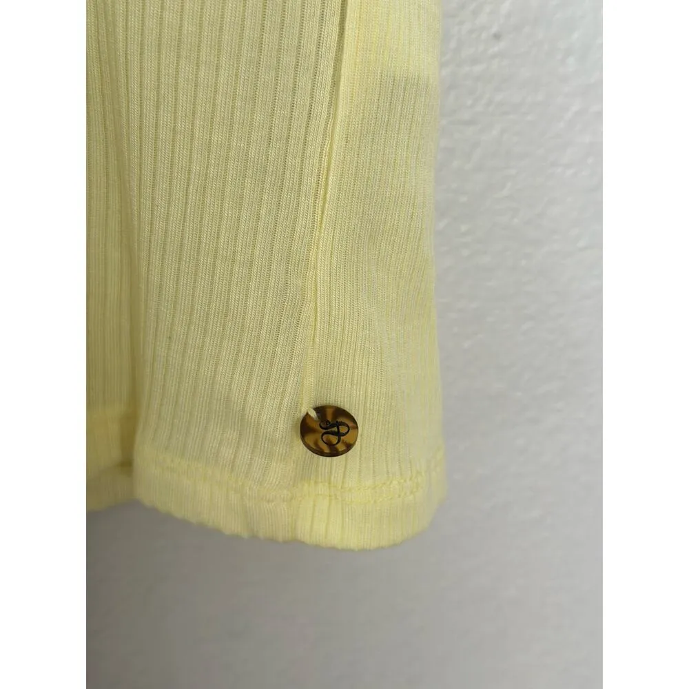 SCOTCH & SODA Fitted Ribbed Scoop-Neck T-Shirt Butter Yellow Square Neck - Image 6