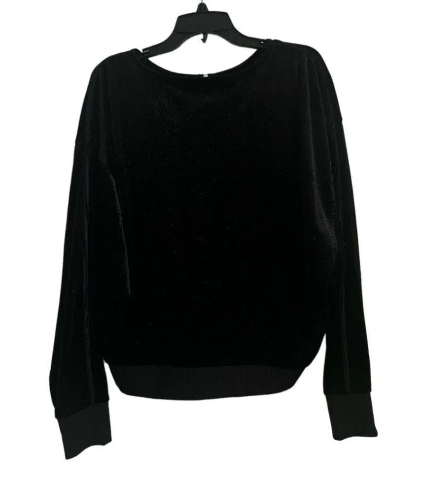 Juicy Couture Women's Black Y2K Velour Bling Glittery Full Zip Sweater Top XL - Image 2