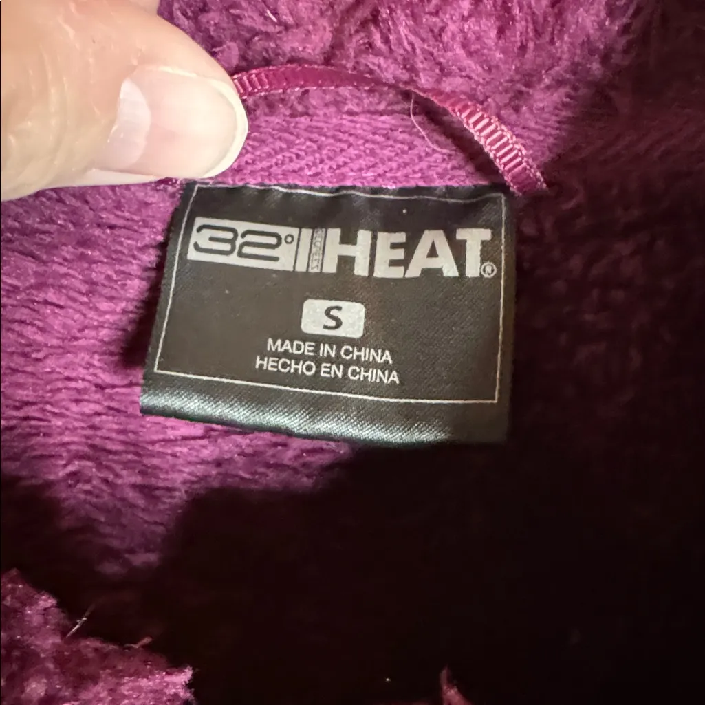 32 Degrees Women's Luxe Fur Hooded Full Zip Sweater Plum Purple Size Small - Image 6