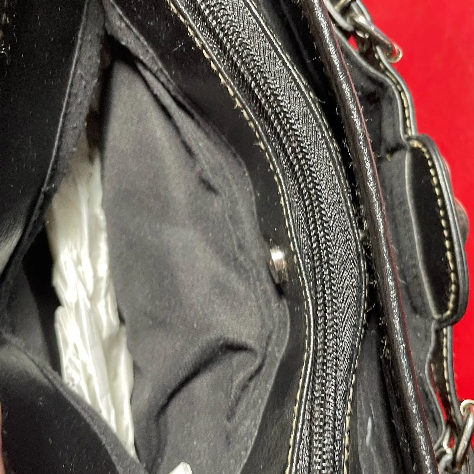 Rosetti Black Faux Leather Shoulder Bag Braided Strap Buckle Hardware Y2K Edgy - Image 14