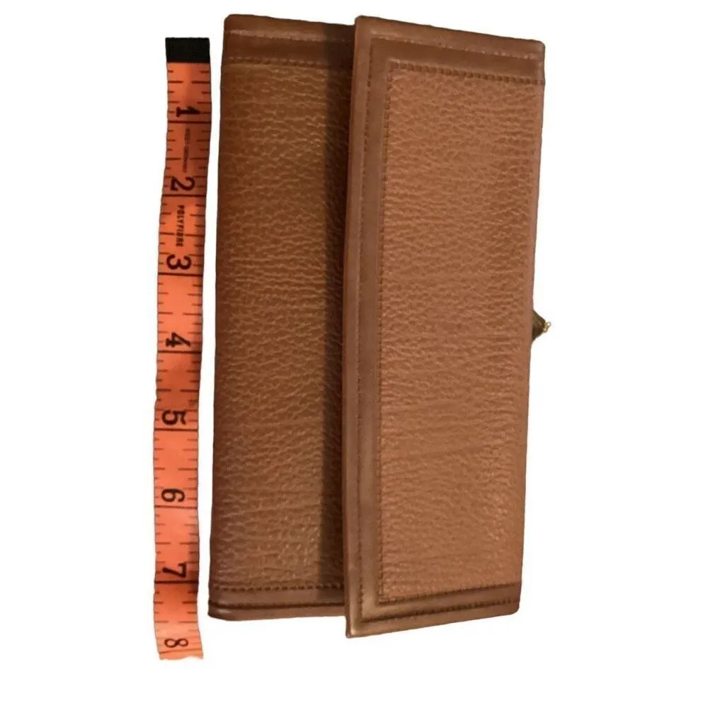 Brown Wallet Billfold Purse Clutch Clasp Classy Credit Card Holder Everyday Check - Image 2