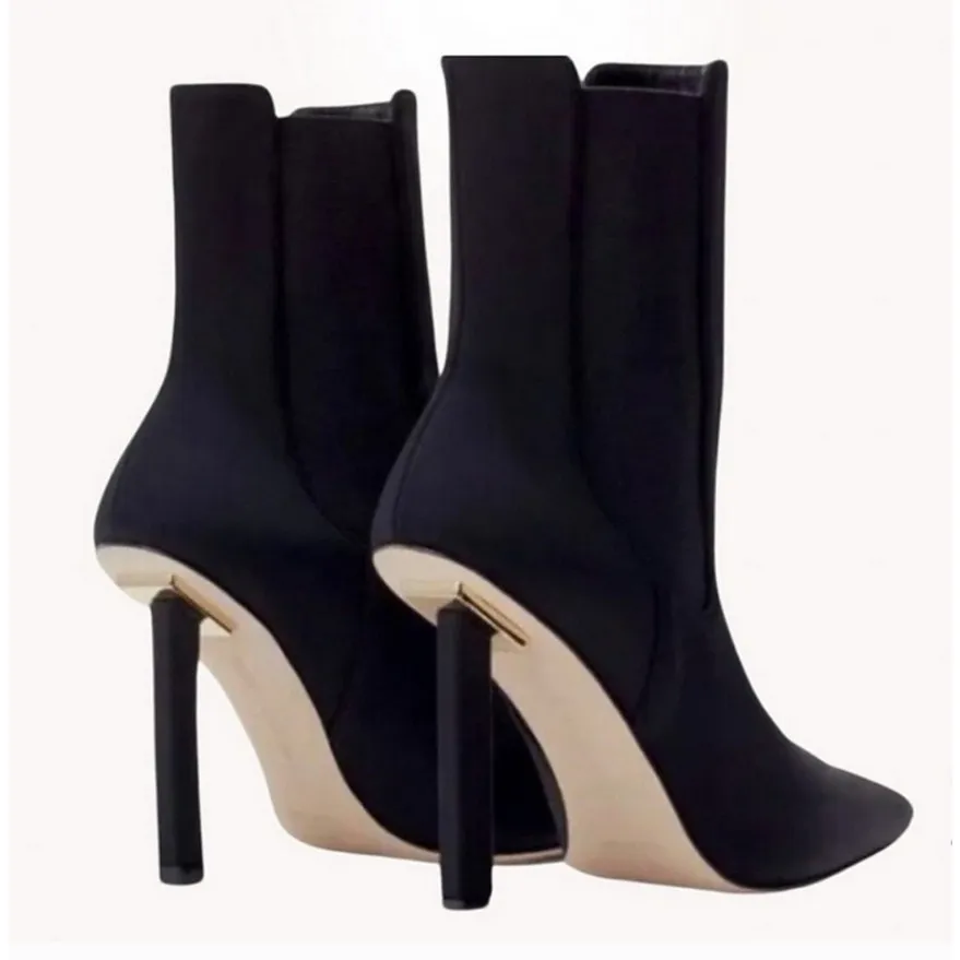 Good American Black Pointed Toe Kickstand Heel Neoprene Chelsea Boot 11.5 NEW - Image 5