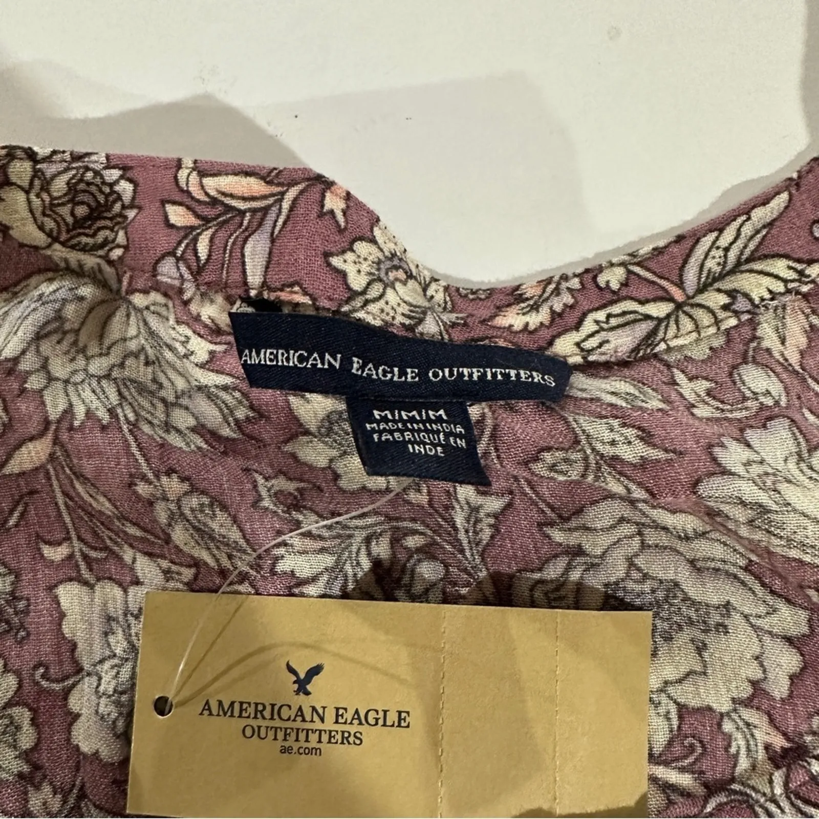 American Eagle‎ Purple Floral Print Long Sleeve Bell Sleeve Blouse Size M - Image 6