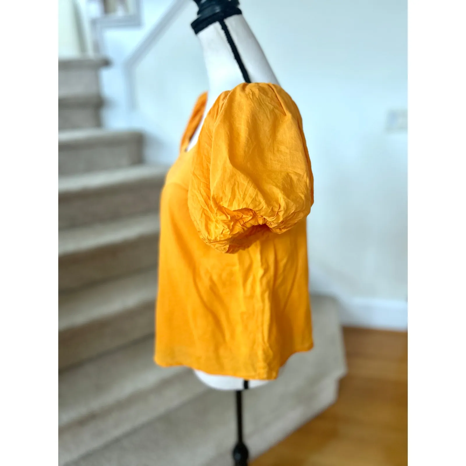 Maeve Marigold Yellow Puff Sleeve Scoopneck Milk Maid Blouse - Image 3
