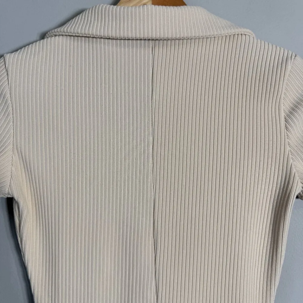 Edikted  Lucia Ribbed Romper Women's XS Tan Button Up Collared Micro Mini Bodycon - Image 12