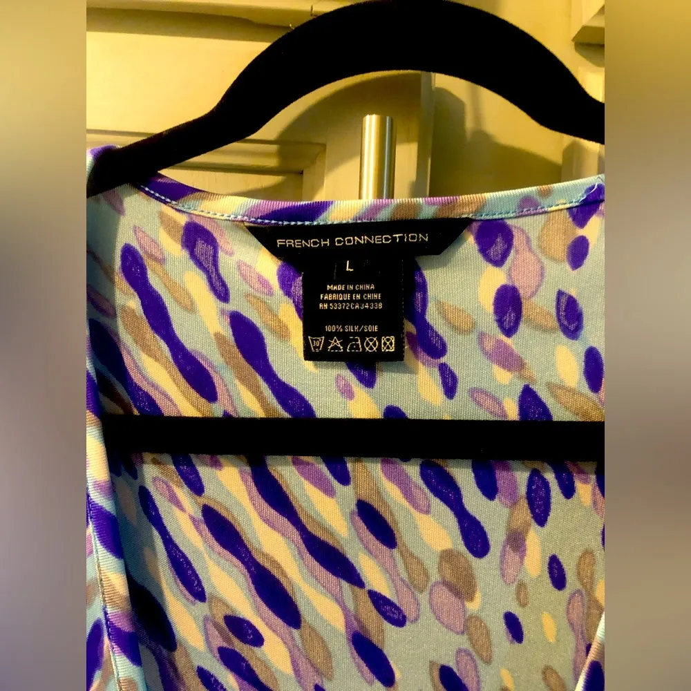 French Connection Blue Diah sleeveless Wrap Midi Dress - Image 2