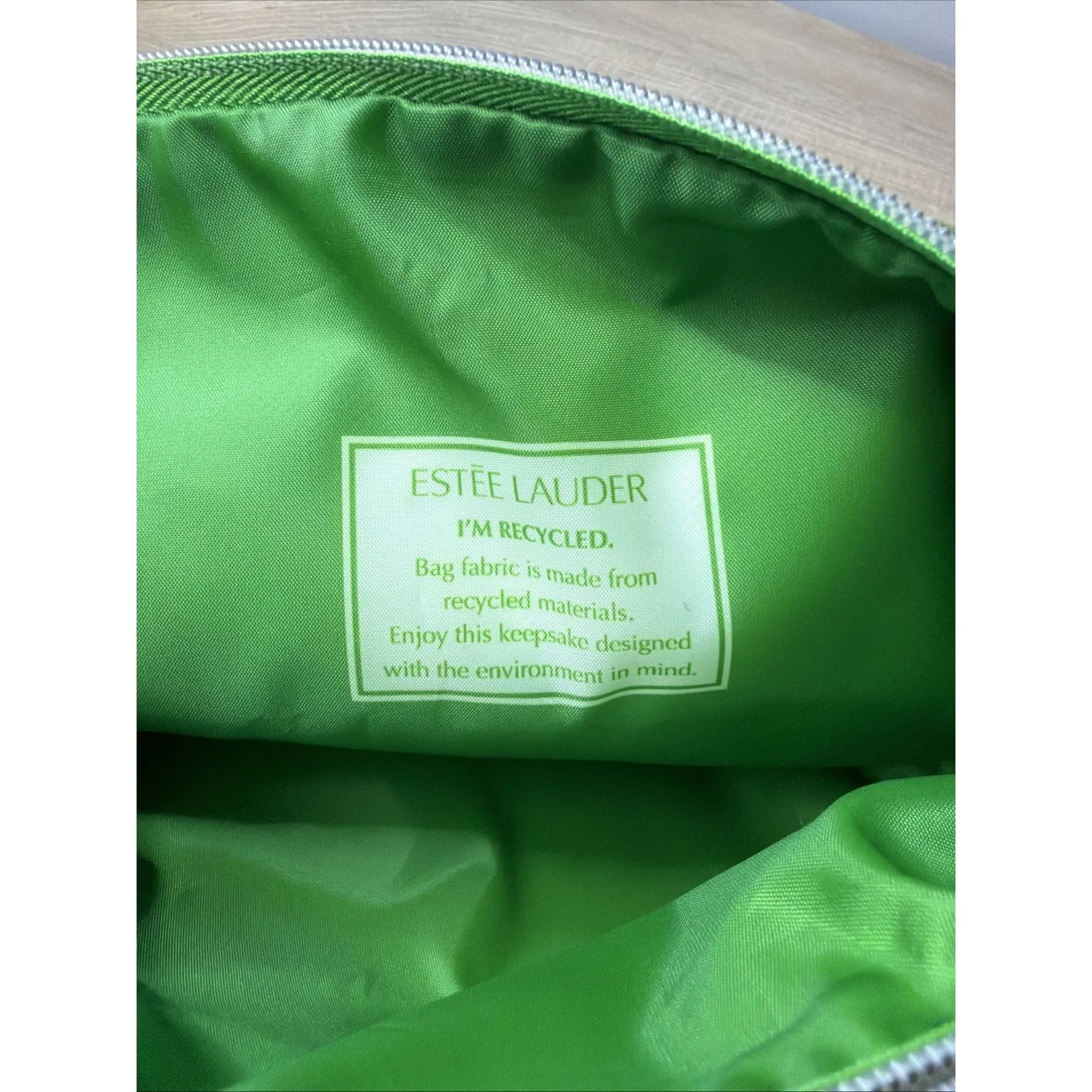 Estee Lauder Cosmetic Bag Whimsical Art Deco Picnic Party Garden Pouch Vibrant Green - Image 8