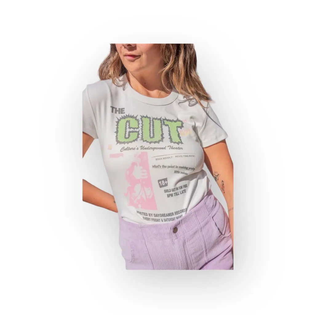 new Daydreamer x Free People 𖦹 The Cut Shrunken Baby Tee 𖦹 Vintage White 𖦹 M - Image 6