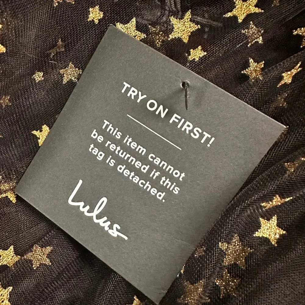 NWT Lulus Favorite Moment Gold and Black Star Print Skater Dress - Image 10