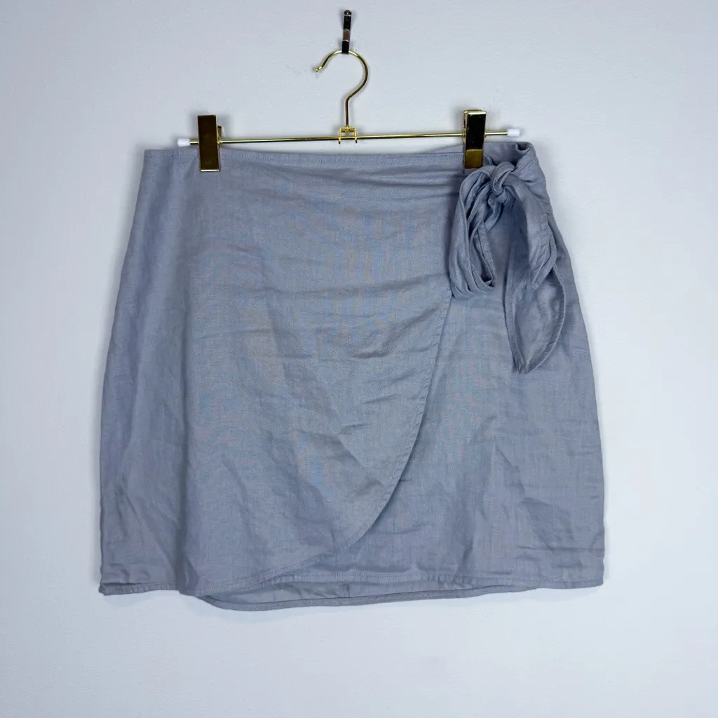 Aritzia Wilfred Parthenon Linen Mini Skirt Wrap Side Tie Gray Size 8‎ - Image 6