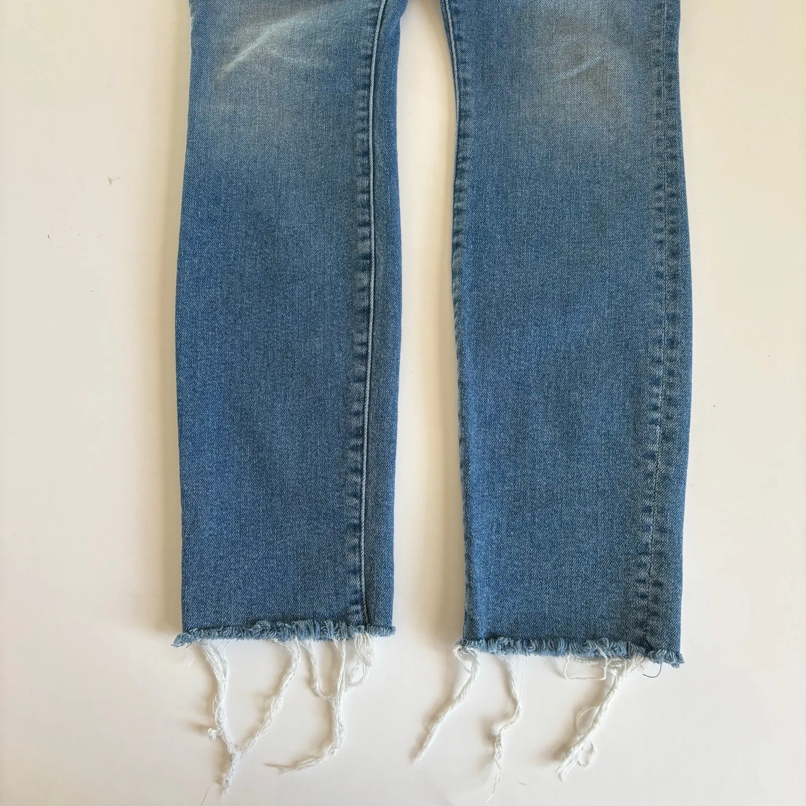 MOTHER High Waisted Looker Ankle Fray Skinny Jeans with Painted Leopard Size 27 Blue - Image 9