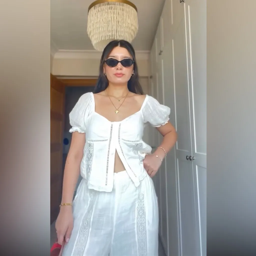 Free People Bali Alana Top & Pant Set in White  XS - Image 2