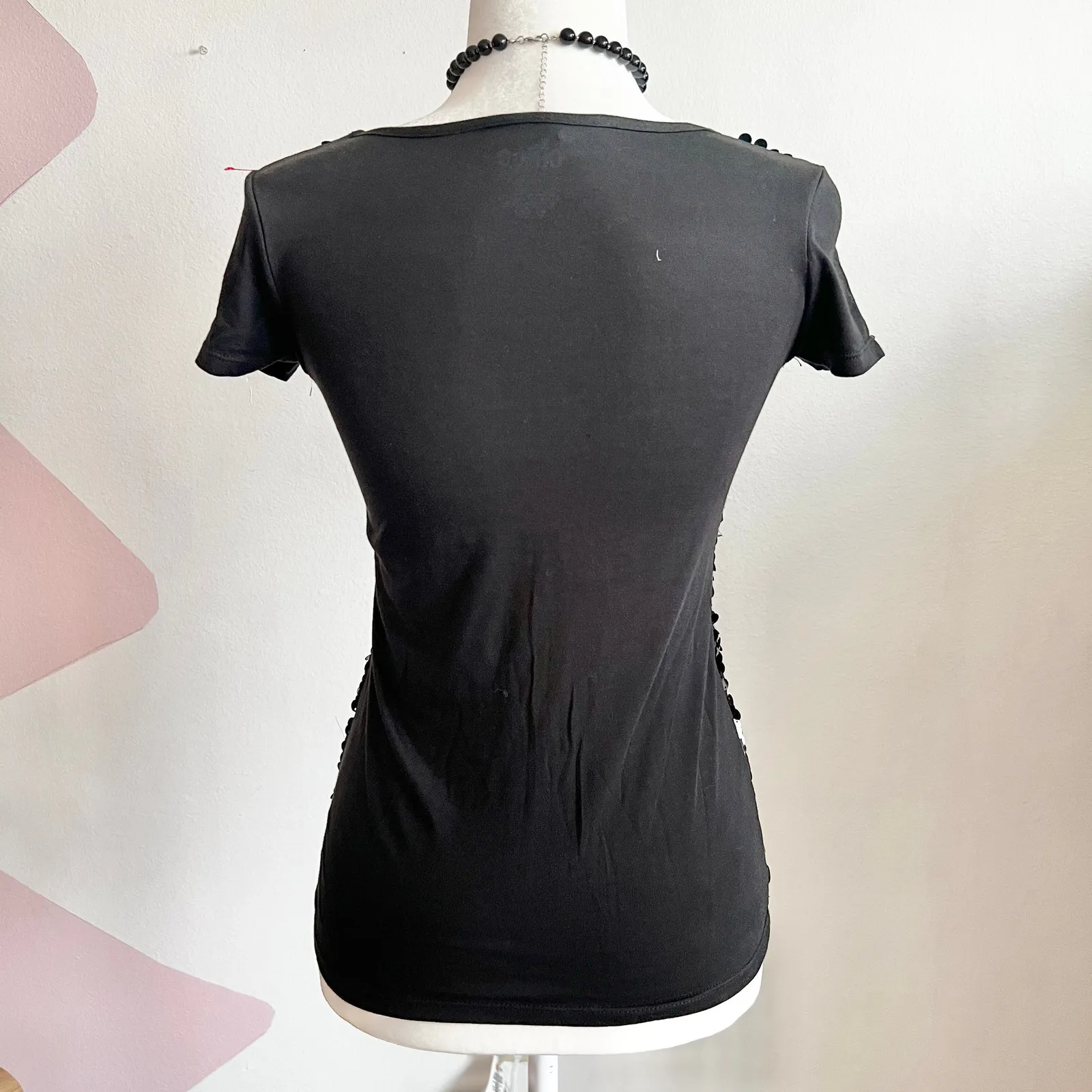 Black Sequin Top, Y2K, Clubwear, Edgy, Baddie, Maximalist,‎ Glam, XS - Image 3