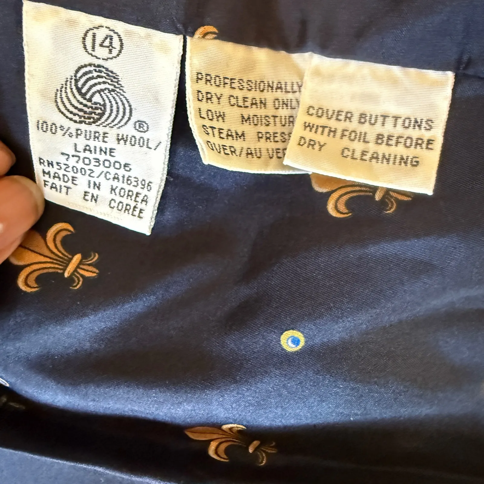 DANA BUCHMAN Navy Wool Double Breasted Blazer Shawl Collar Elegant Women's 14 - Image 5