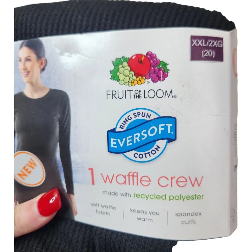 Fruit of the Loom EverSoft Women's Waffle Crew Shirt Size XXL (20) Black NWT - Image 8