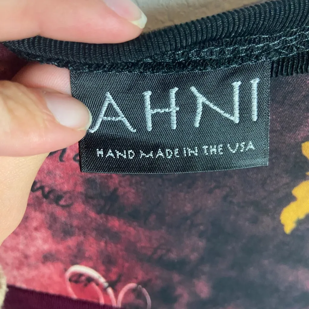 Ahni Size 2X Tunic Top Slinky Stretch Blouse Asymmetrical Asian Artsy USA Red - Image 5