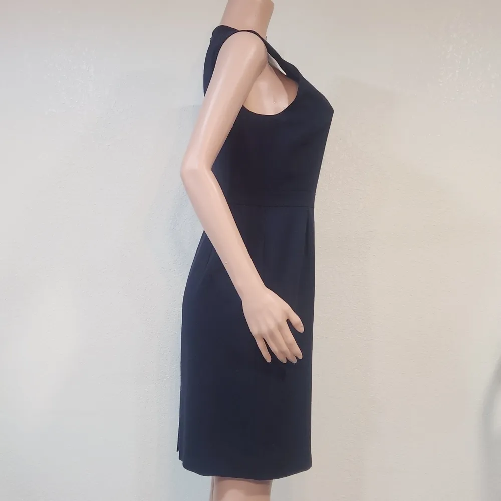 J. Crew Casey Dress Wool Crepe Navy Blue A9688 Suiting Office Work Party Sz 4 - Image 9