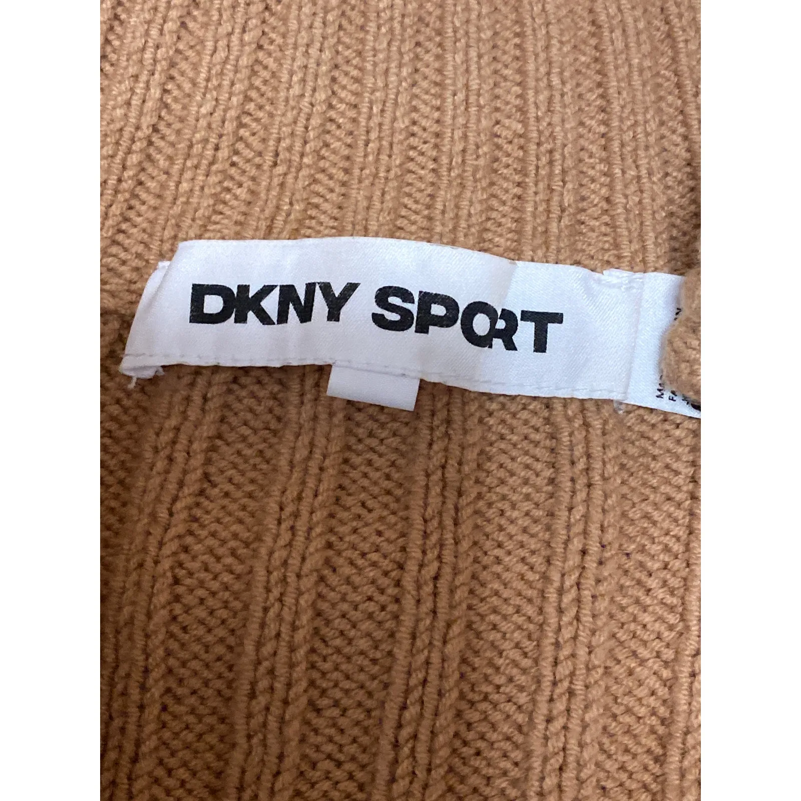 DKNY Sport Womens Brown Ribbed Knit Half Zip Mock Neck Long Sleeve Sweater Top M Size M - Image 4