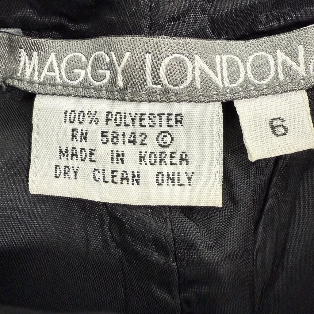 Maggy London Black Midi Dress Womens 6 Sleeveless Plunge Back Sheath Classic LBD - Image 4