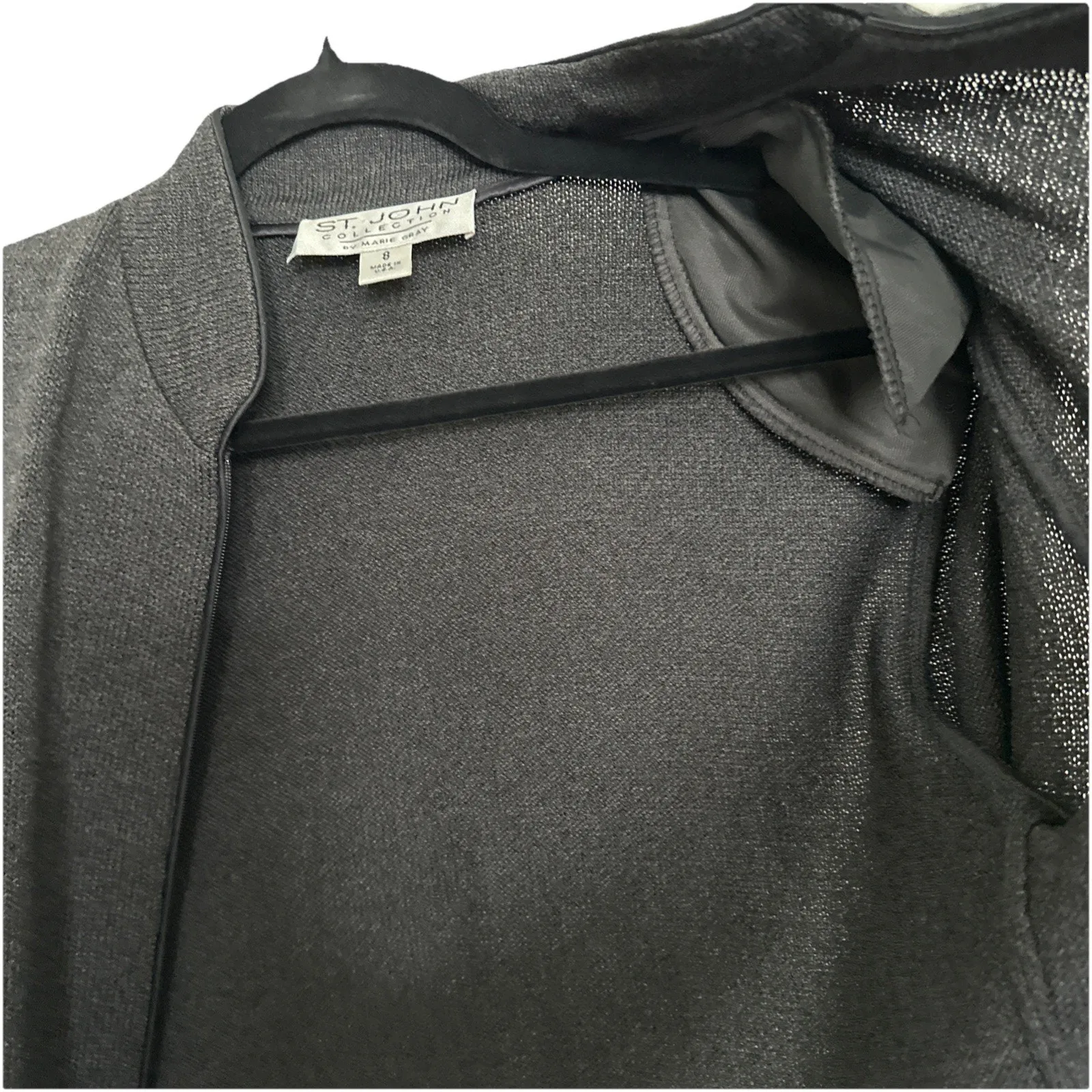 St John Collection 1pc sz 8 Graphite Gray Santana Knit Jacket 80% Wool20% Rayon. - Image 7