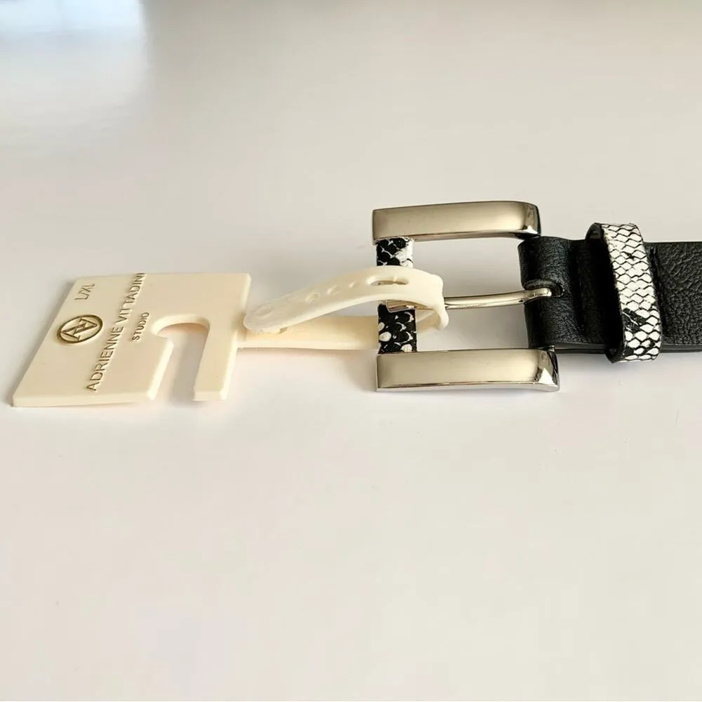 Adrienne Vittadini Black and Silver Belt Snakeskin Detail Size Large/XL - Image 2