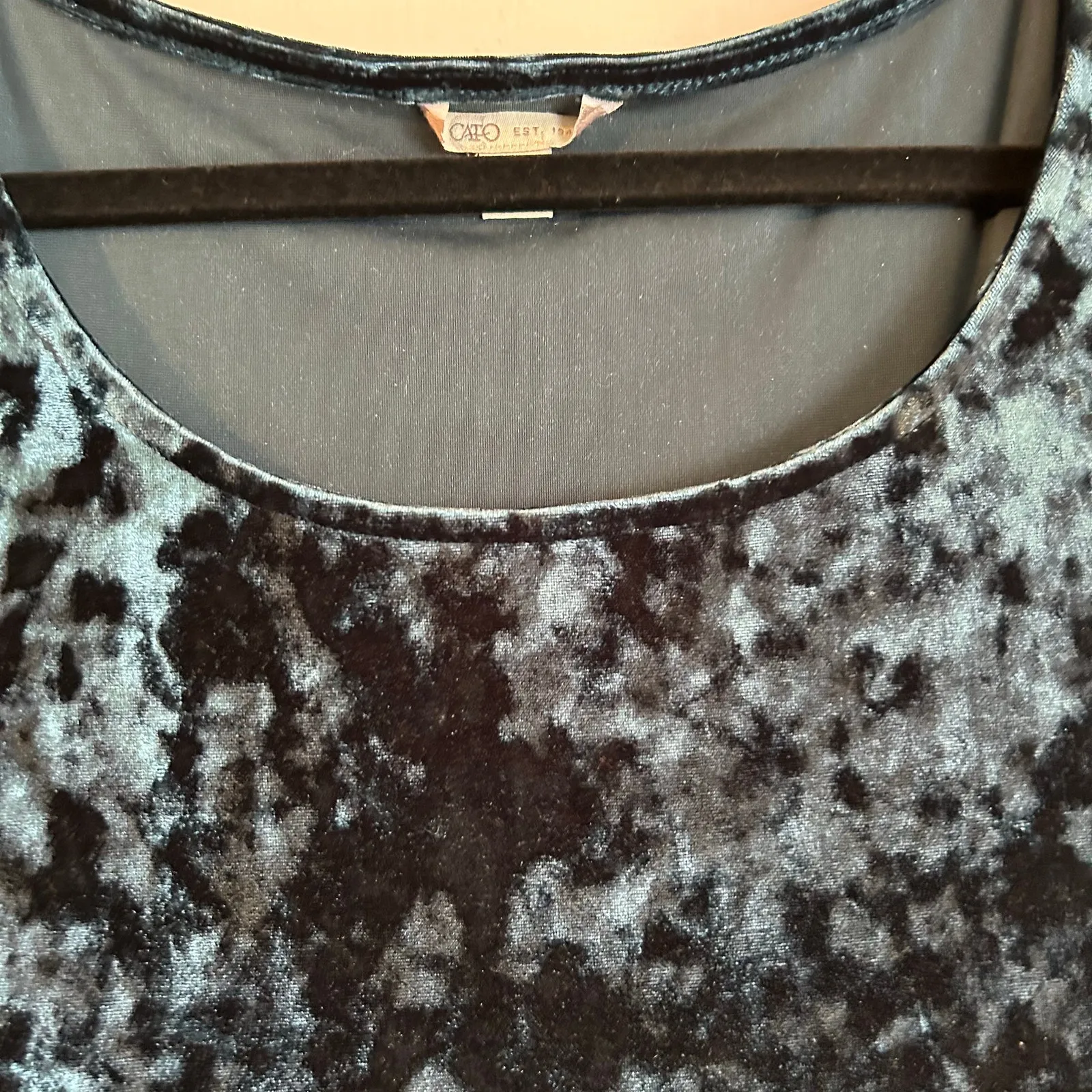 Velvet Tent Dress Green Blue SZ 22/24W Cato Long Bell Sleeve Boho Slinky Flowy - Image 3