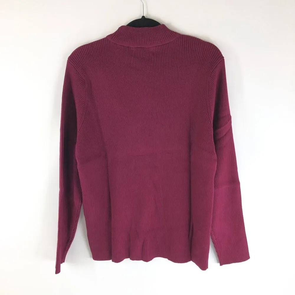 Karen Scott Womens Top Mock Neck Ribbed Knit Burgundy Red XXL - Image 3