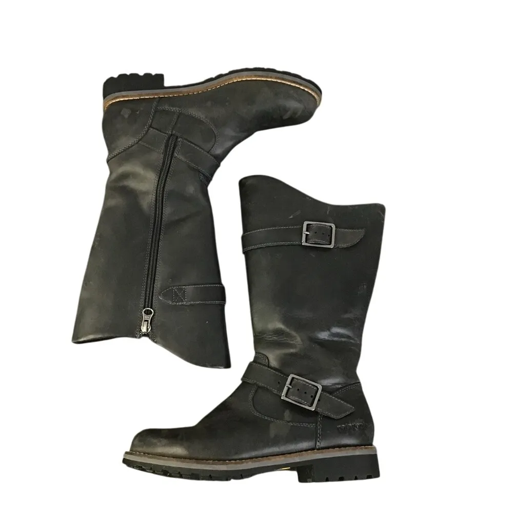 Patagonia‎ Tin Shed Rider Leather Moto Engineer Boots Gray Vibram Women's 6.5 - Image 3