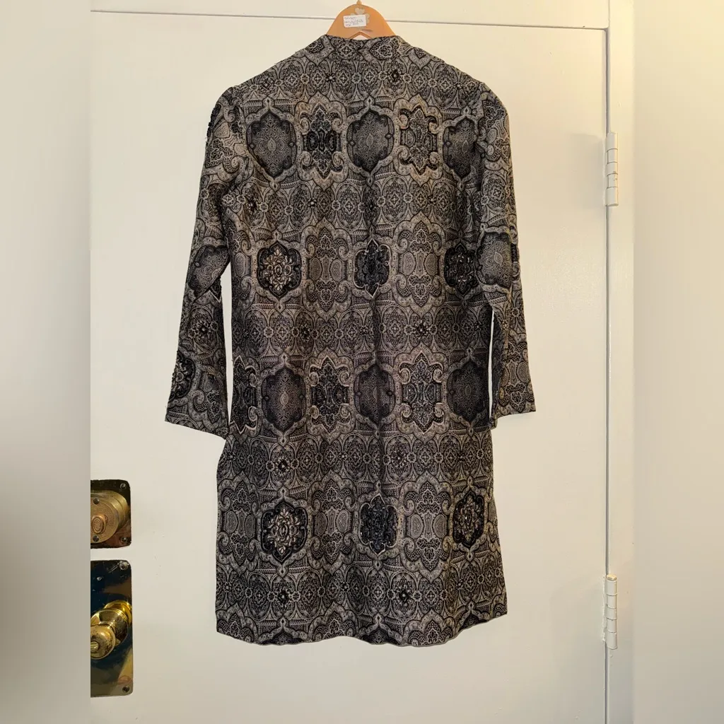 Chicos Beaded Embroidered Long Sleeve Button Down Duster Tapestry Small - Image 7