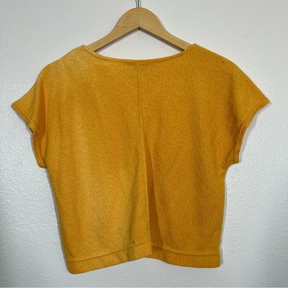 Free People Beach Yellow Textured Cropped Short Sleeve - Image 8