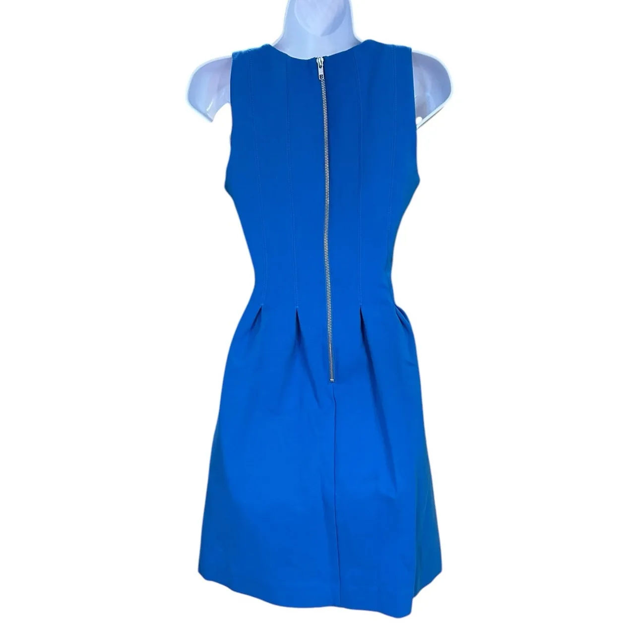 J. CREW Women's Tailored Jersey Dress Size 2 Cerulean Blue Sleeveless Career - Image 2
