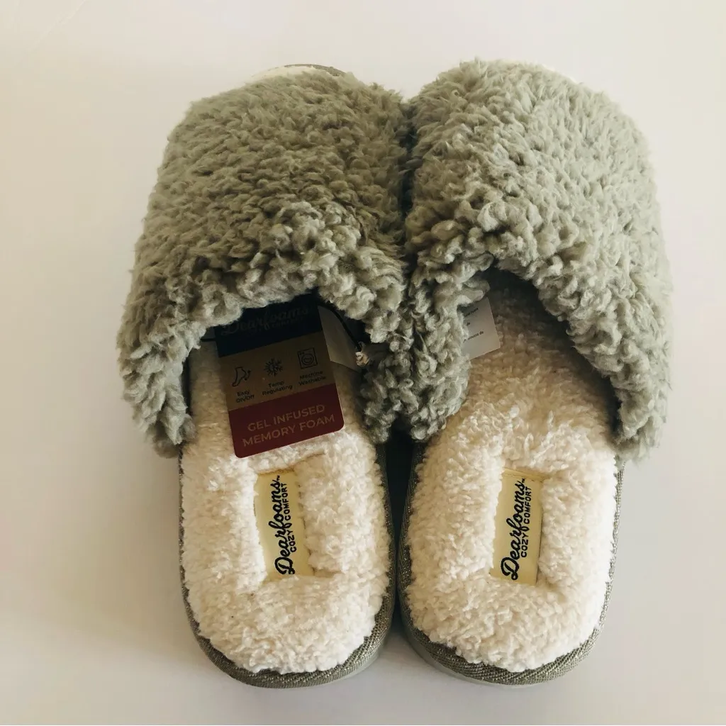 DEARFOAMS Womens Comfort Platform Terry Slide Platform Slipper Gray XL 11-12 New - Image 4