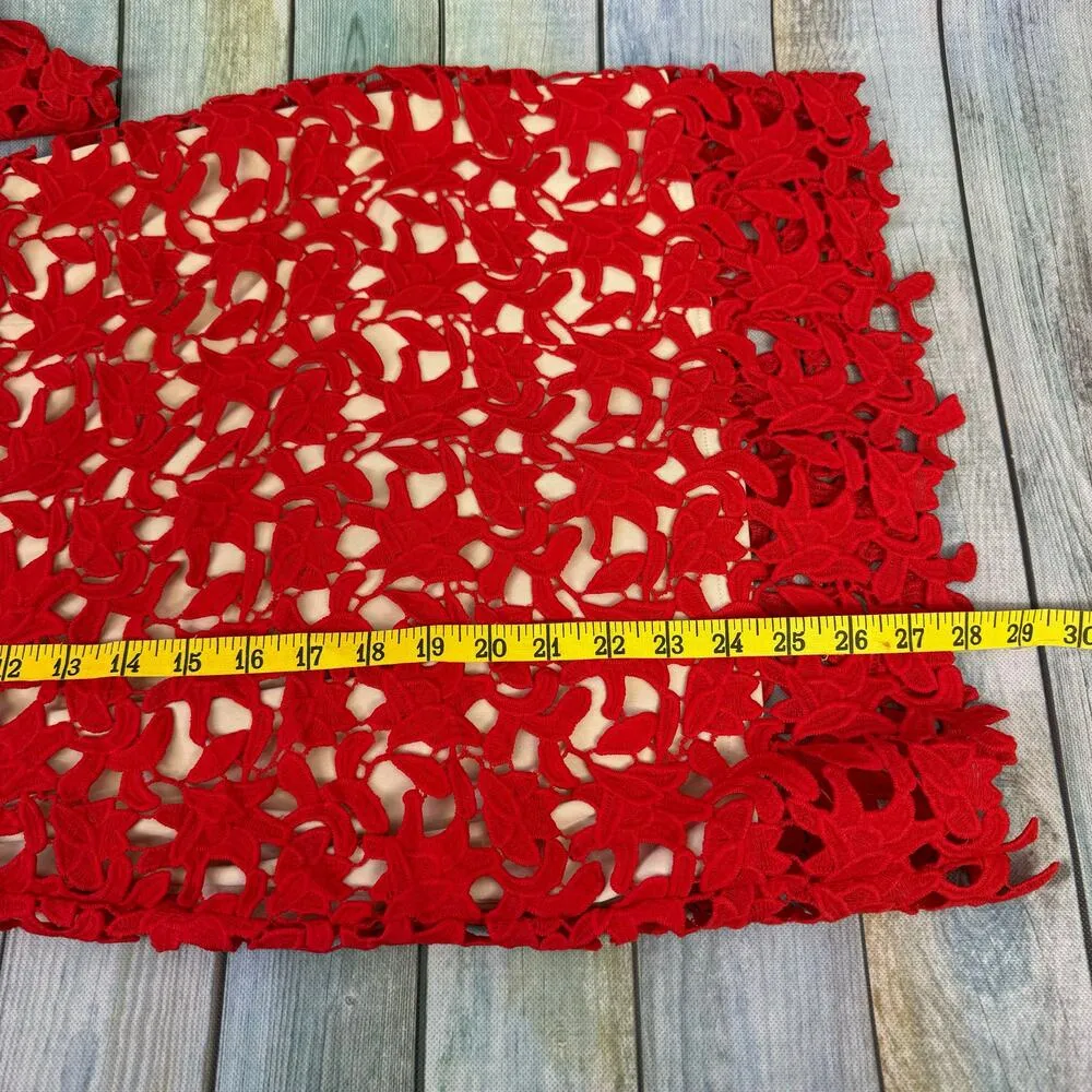 J.O.A. Womens Short Sheath Dress RED Lace Sweetheart Neck Short Sleeve Small NEW - Image 3