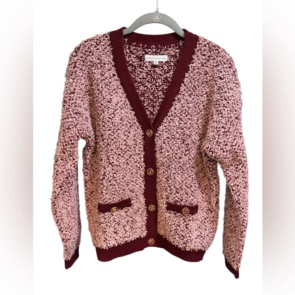 TORN BY RONNY KOBO Lyra Cardigan S 19.5” p2p Port Wine NWOT - Image 2