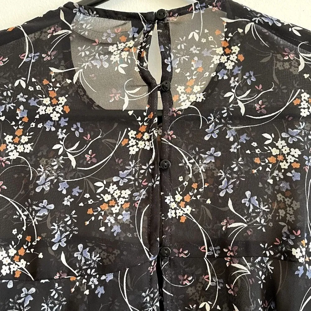 Zara Sheer Floral Ruffle Top - Small - Image 5