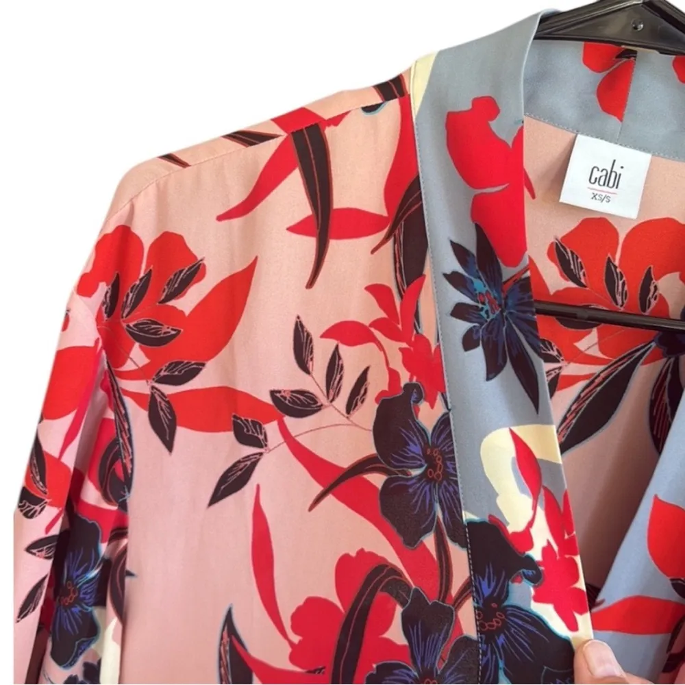 EUC CAbi Blooming Blush Kimono Open Front
Side Slit Top Small - Image 6