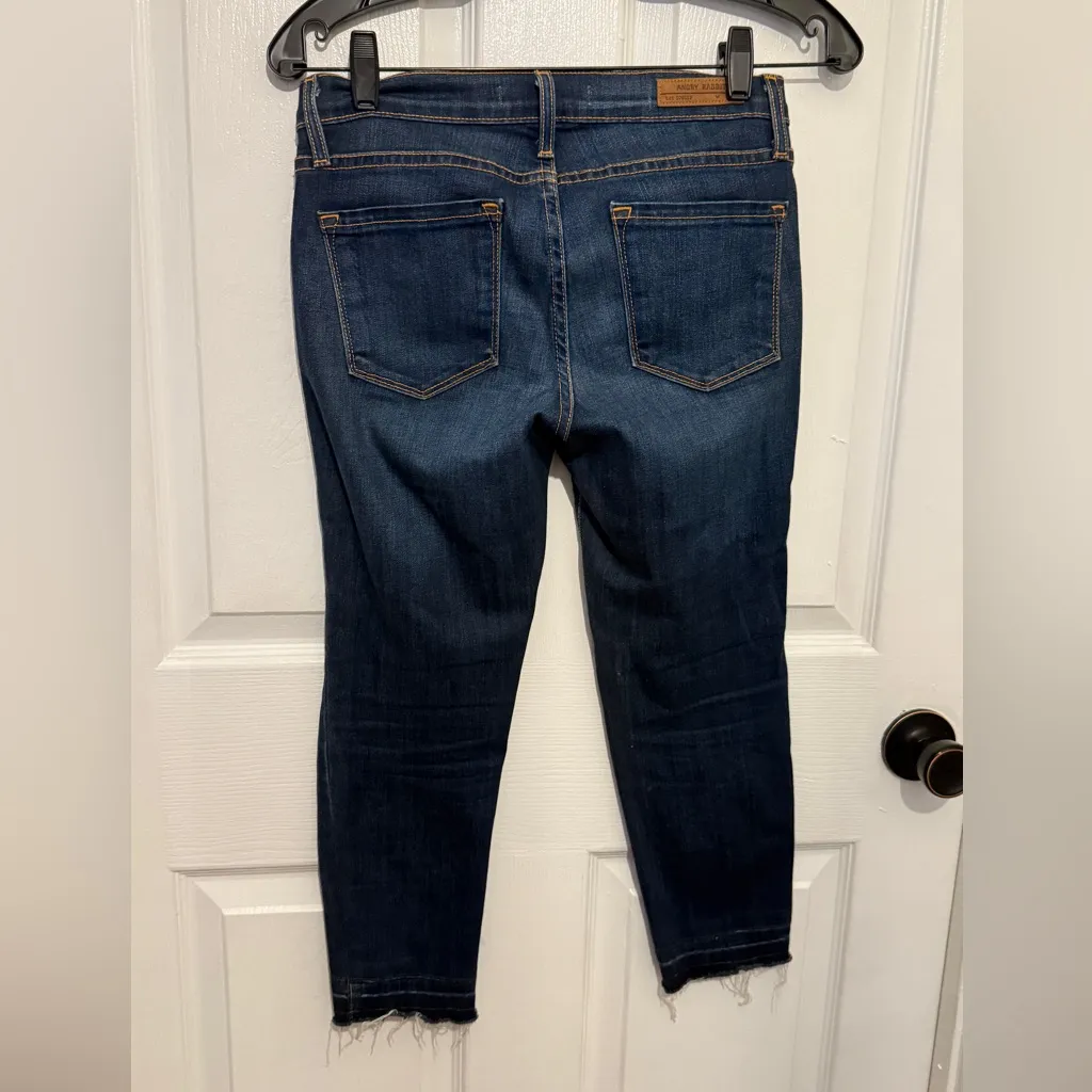 ANGRY RABBIT Women's Dark Wash High Rise Raw Hem Skinny Jeans Size 25 - Image 2