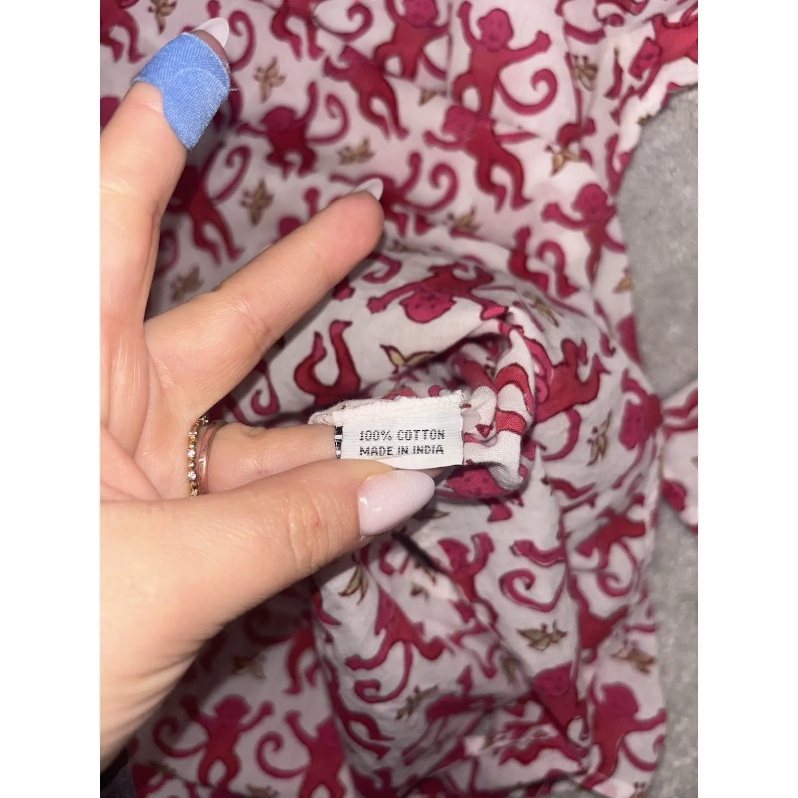 Roberta Roller Rabbit Pink Monkeys Print Beach Tunic Top Size XS Cotton Resort - Image 11