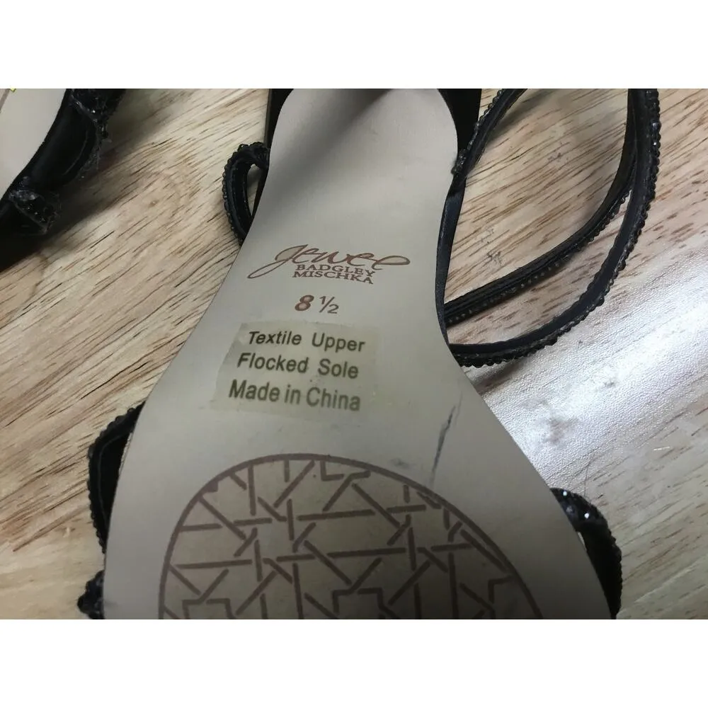 Jewel Badgley Mischka Genovia Kitten Heels Women's 8.5 Black Slip - Image 6