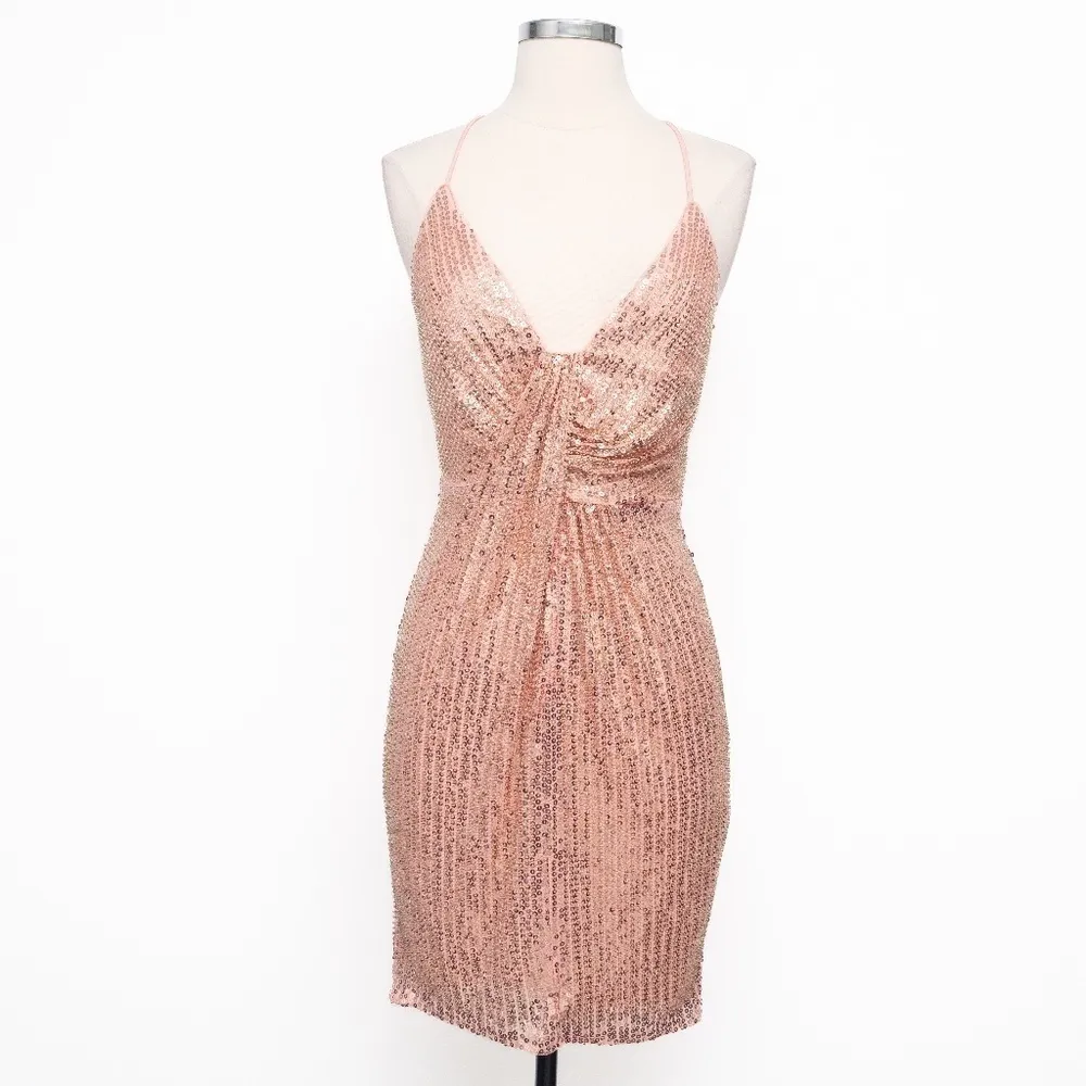 Liv Foster Sequin Mini Dress Rosy Peach Size 2 Pink - Image 2
