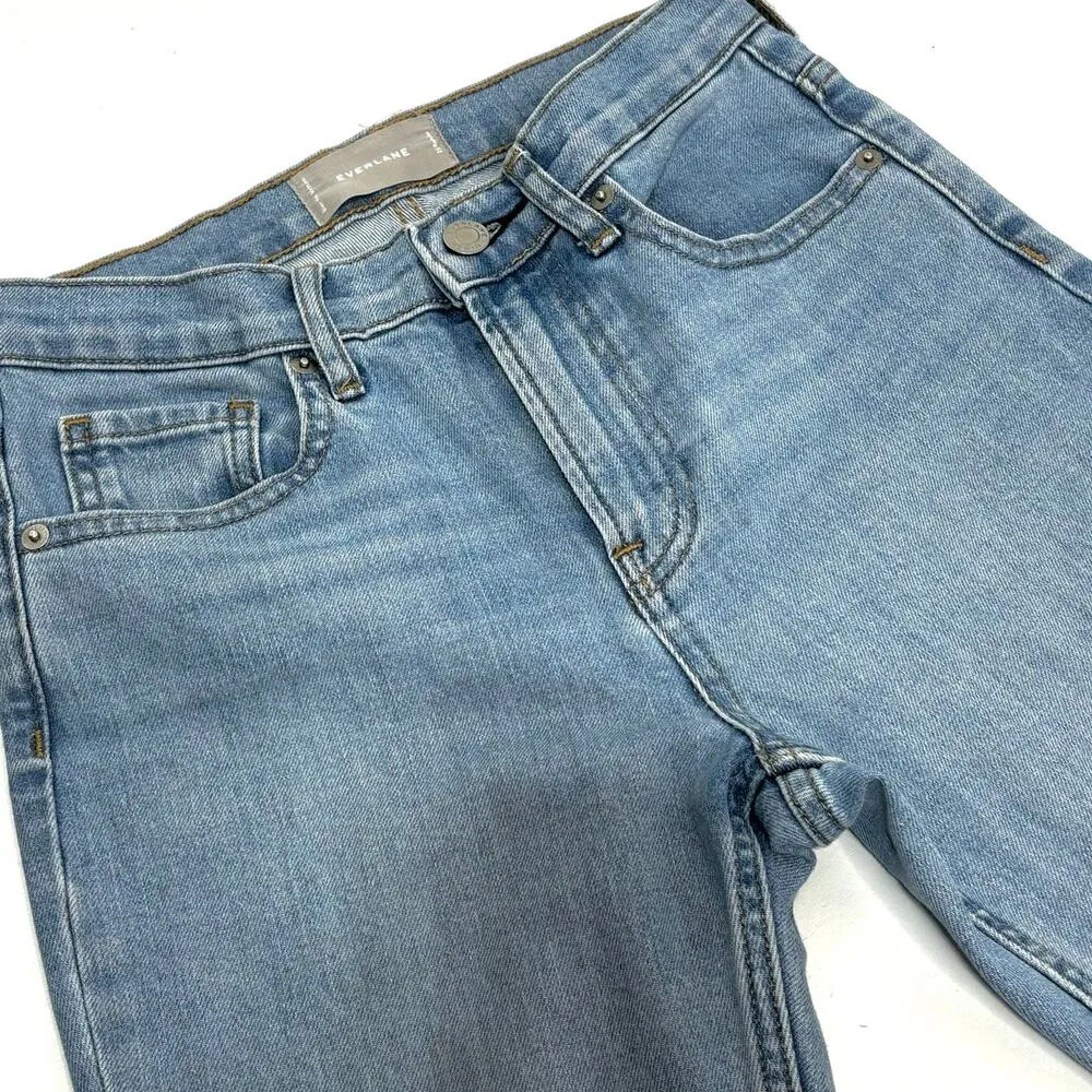 Everlane The Kick Crop Demi Bootcut Frayed Hem High Rise Blue Jeans 25 - Image 5