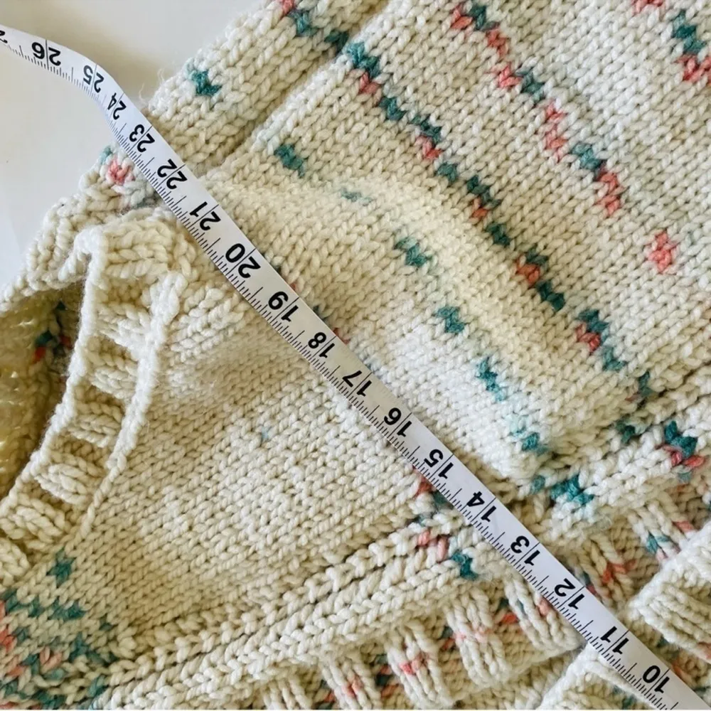 Vintage Cream Stripe Knit Sweater Vest Size L - Image 9