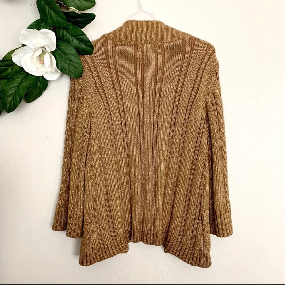 Charter Club Metallic Gold Cable Knit Cardigan SP - Image 3