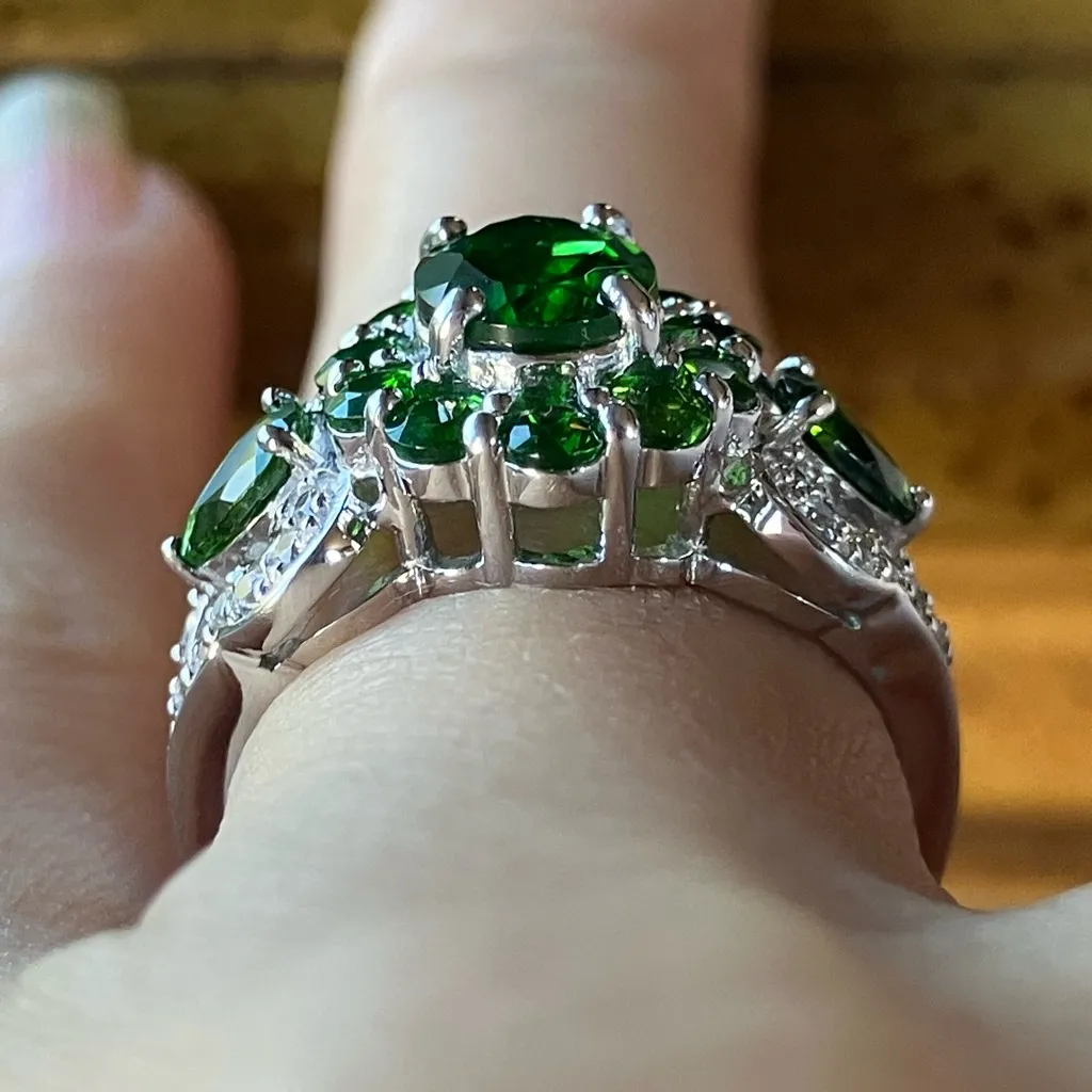 Natural Chrome Diopside Sterling Silver Ring Size 6 - Image 2