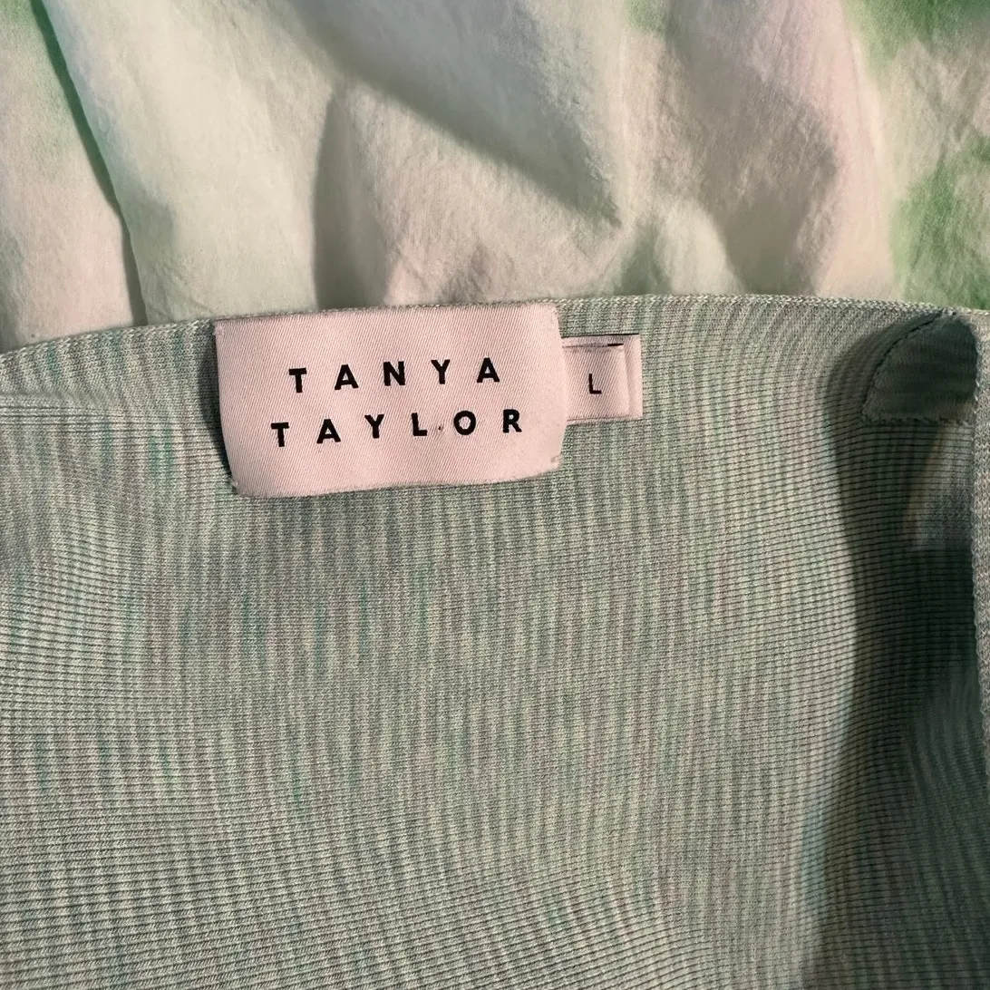 Tanya Taylor Midi Dress Gianna Green Floral Ruffle Hem Square Neck - Image 3