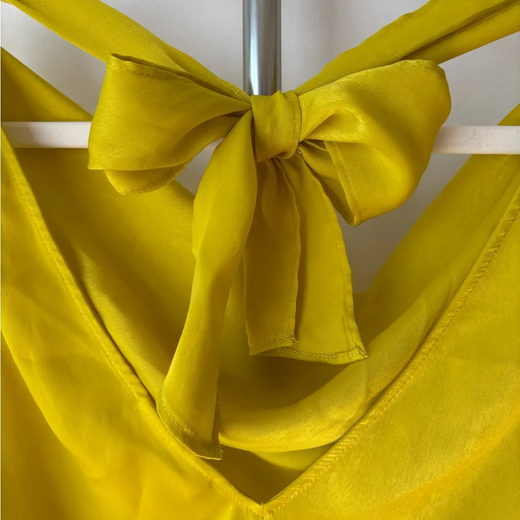 Anthropologie Chartreuse Bow Back Tank Top - Image 4