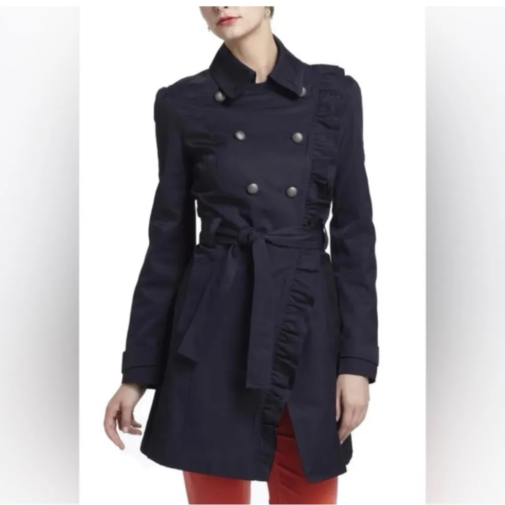 Anthropologie, Elevenses - Navy Double-Breasted Women's Trench Coat - 2 - Image 2